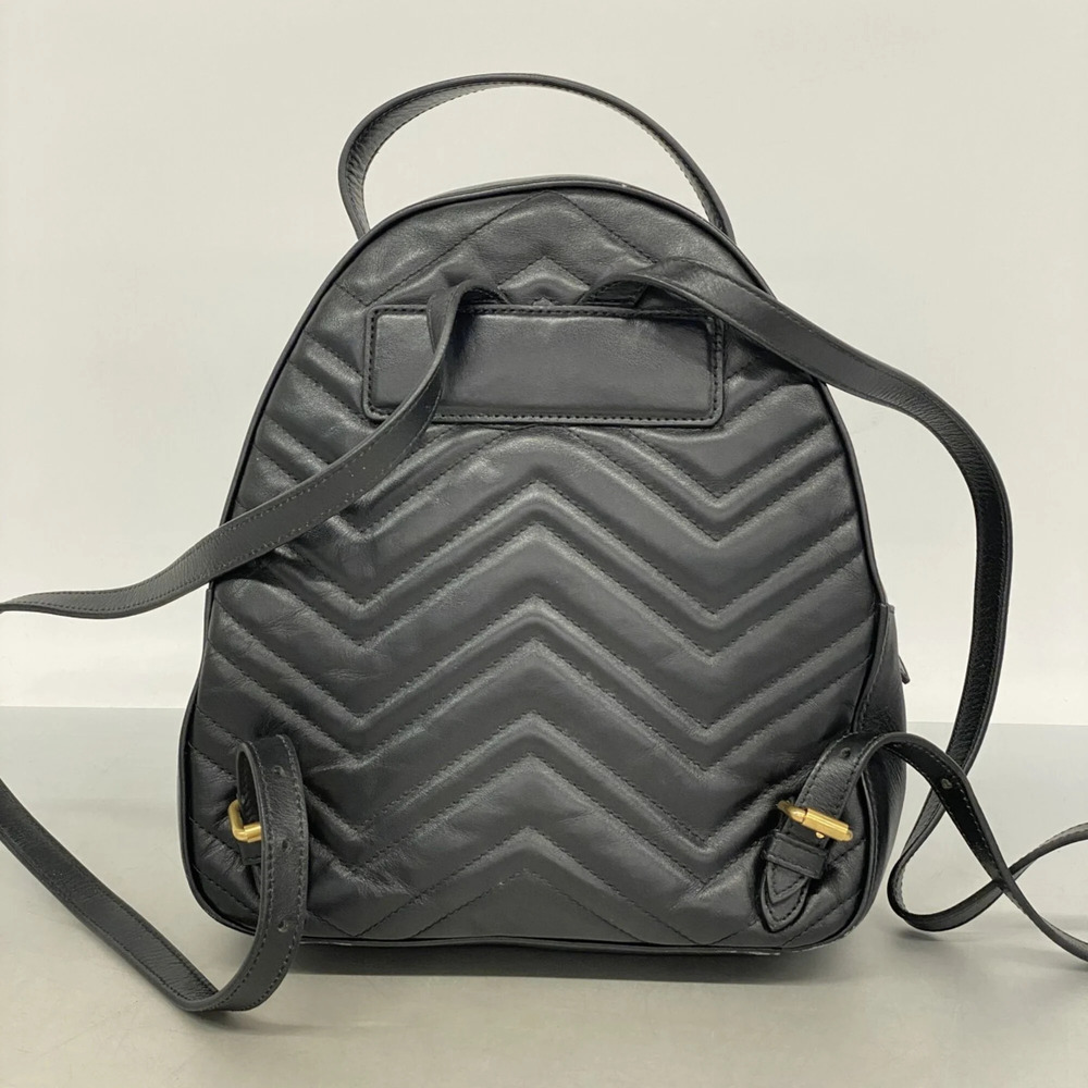 GUCCI Black Leather GG Marmont Backpack - Picture 10 of 10